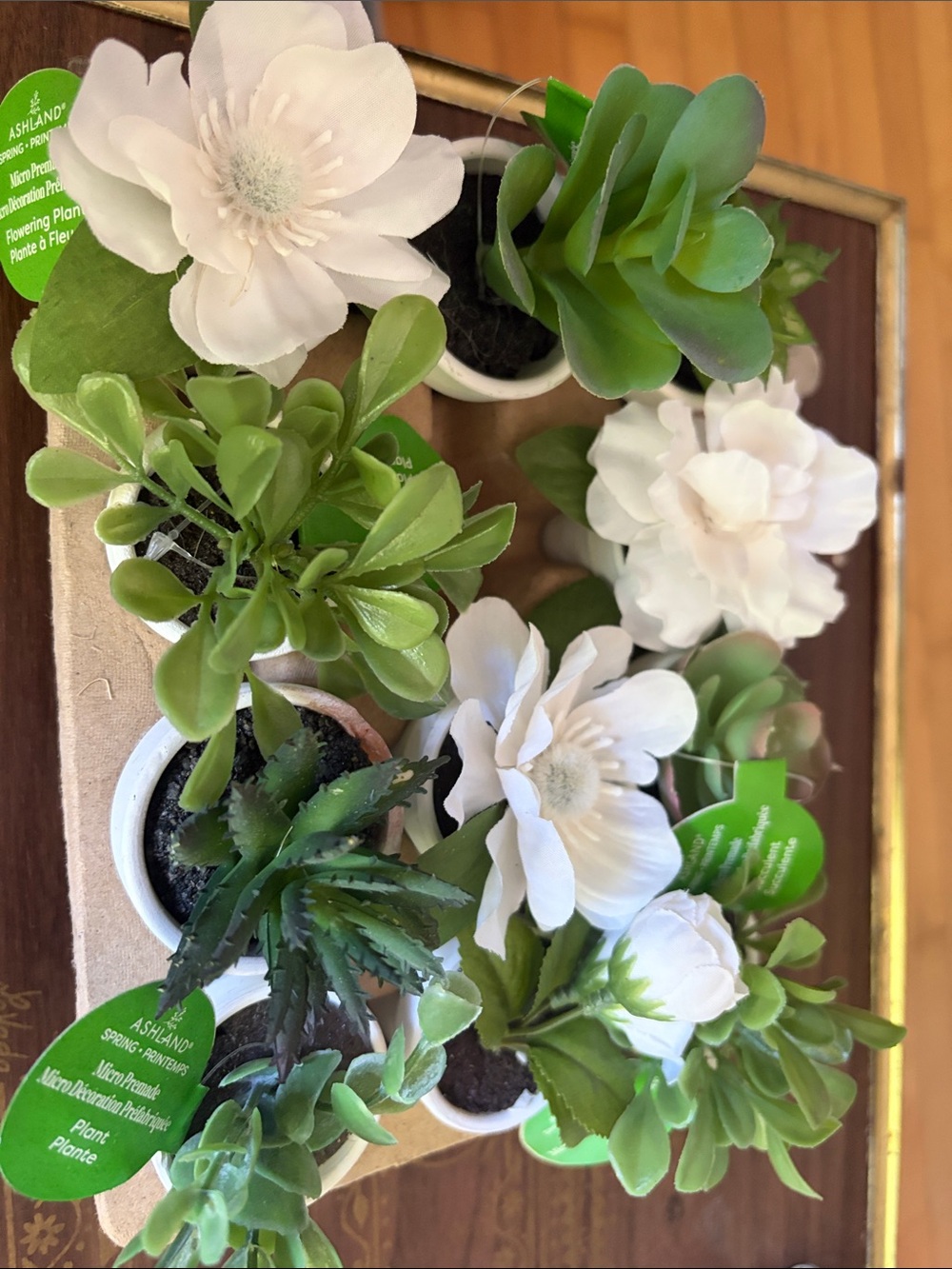 11 Ashland White Faux Floral and Succulent Mini Potted Set